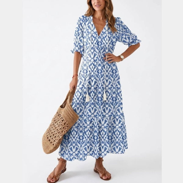 Boho Cover Up Dress, Flowy Casual Dress for Beach Travel