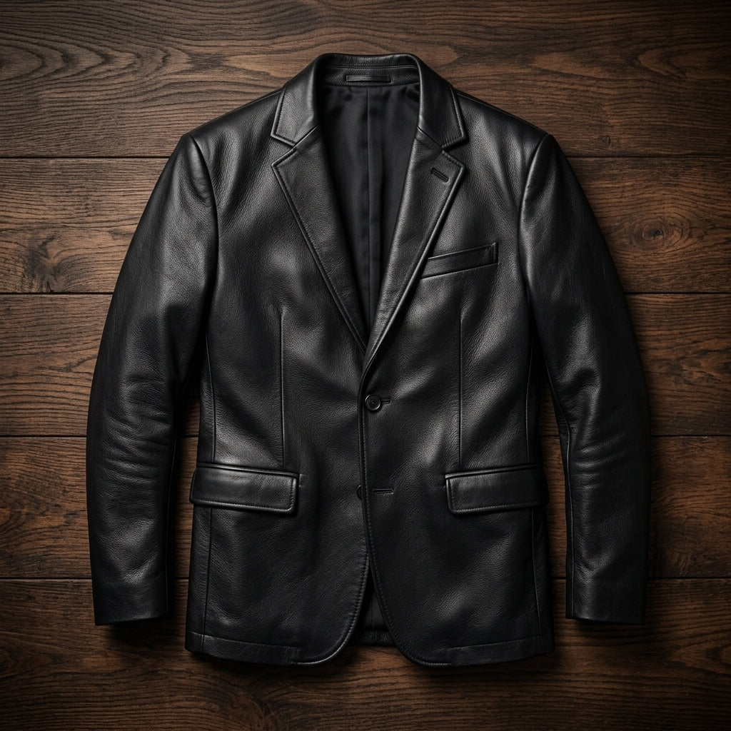 Men's Blazer Jacket with Notch Lapels and Structured Shoulders