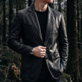 Men's Blazer Jacket with Notch Lapels and Structured Shoulders