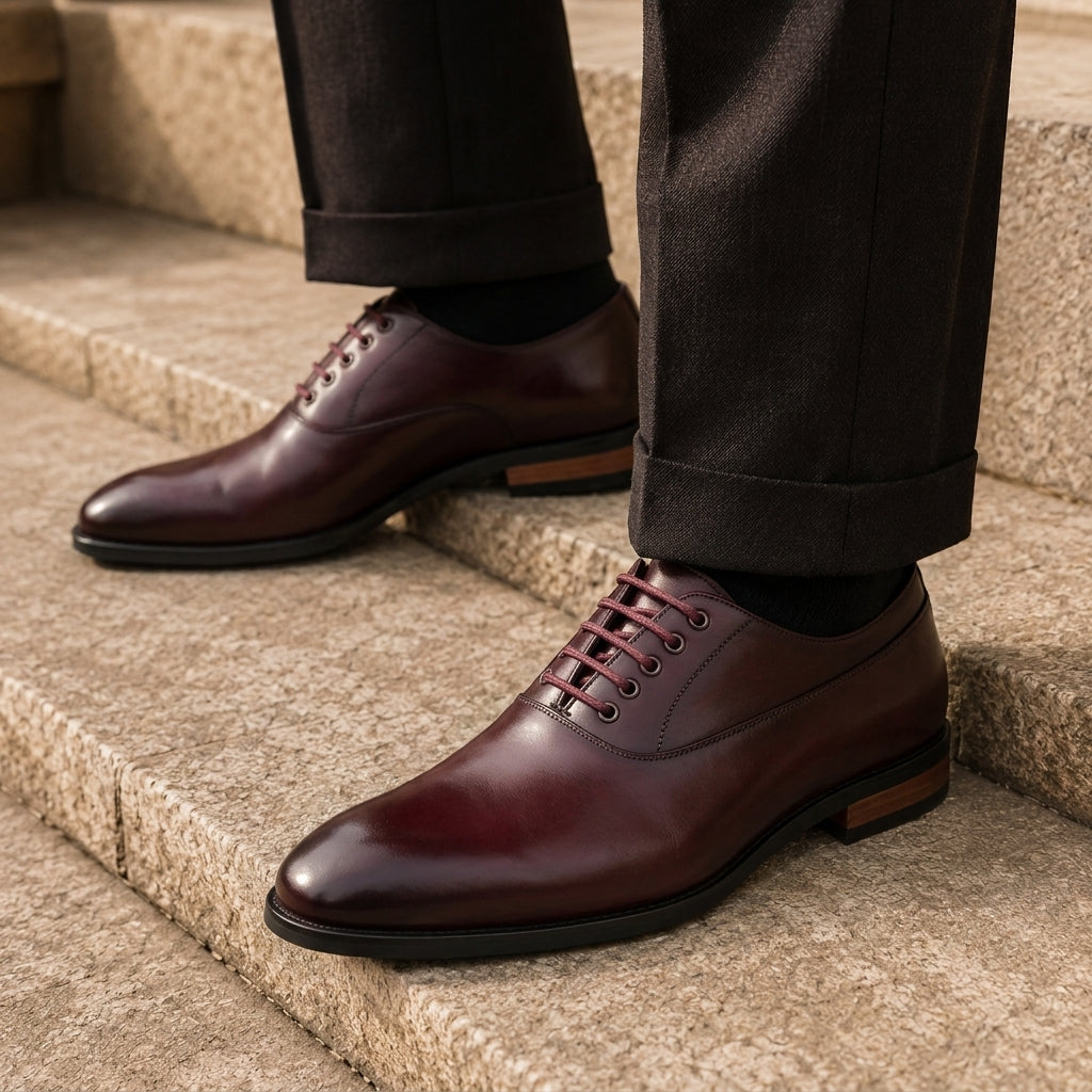 Men's Leather Dress Shoes with Sleek Formal Profile and Natural Breathability