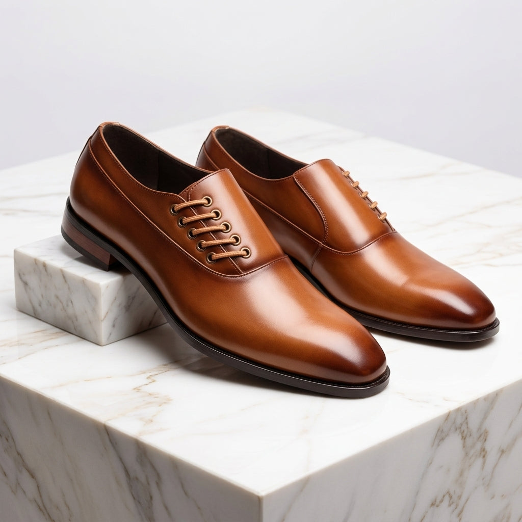 Men's Leather Dress Shoes with Sleek Formal Profile and Natural Breathability