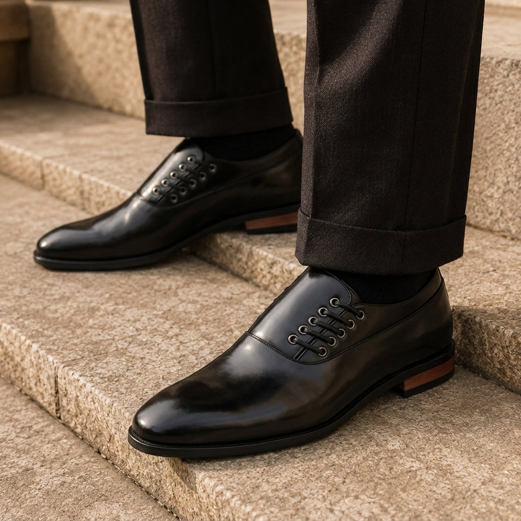 Men's Leather Dress Shoes with Sleek Formal Profile and Natural Breathability