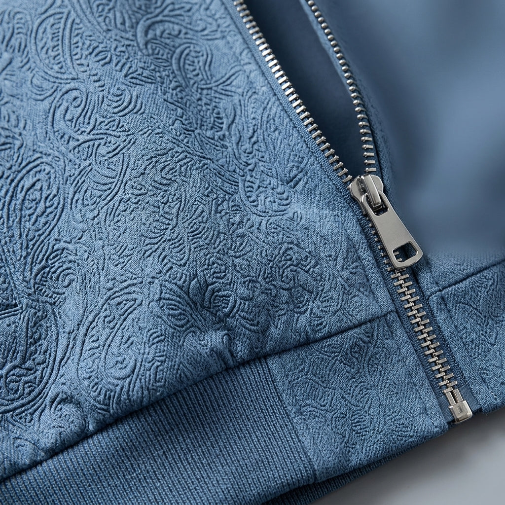Polyester Blend Bomber Jacket with Ribbed Cuffs and Structured Silhouette
