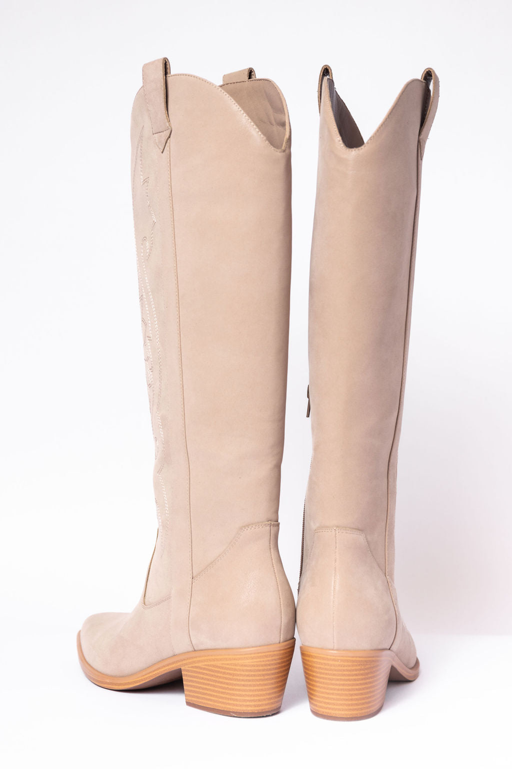 Womens Tan Tall Cowboy Boots, Pointed Toe Shaft