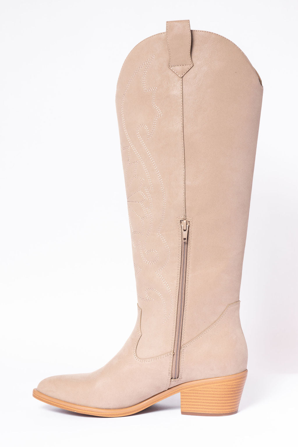 Womens Tan Tall Cowboy Boots, Pointed Toe Shaft