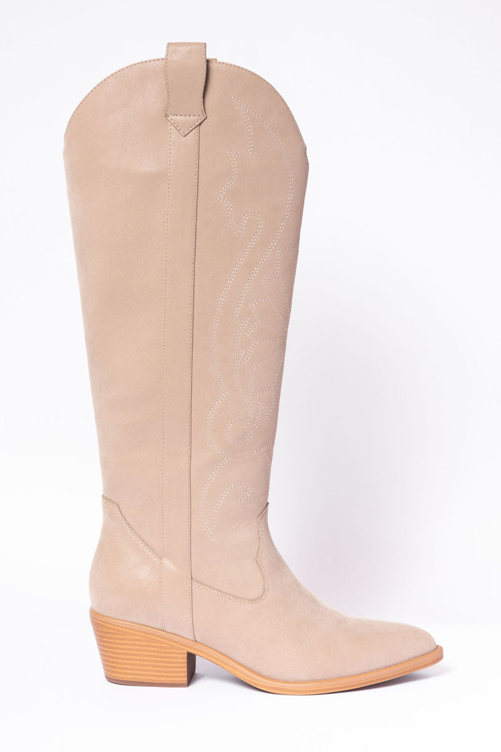 Womens Tan Tall Cowboy Boots, Pointed Toe Shaft
