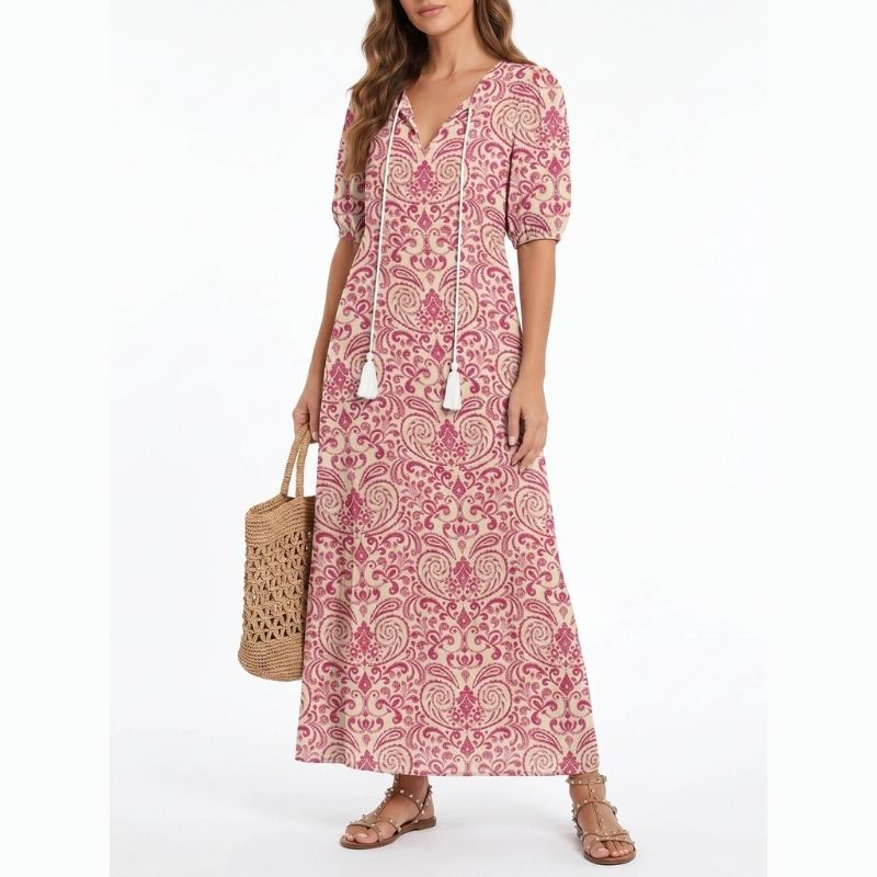 Boho Cover Up Dress, Flowy Casual Dress for Beach Travel and Daily Wear
