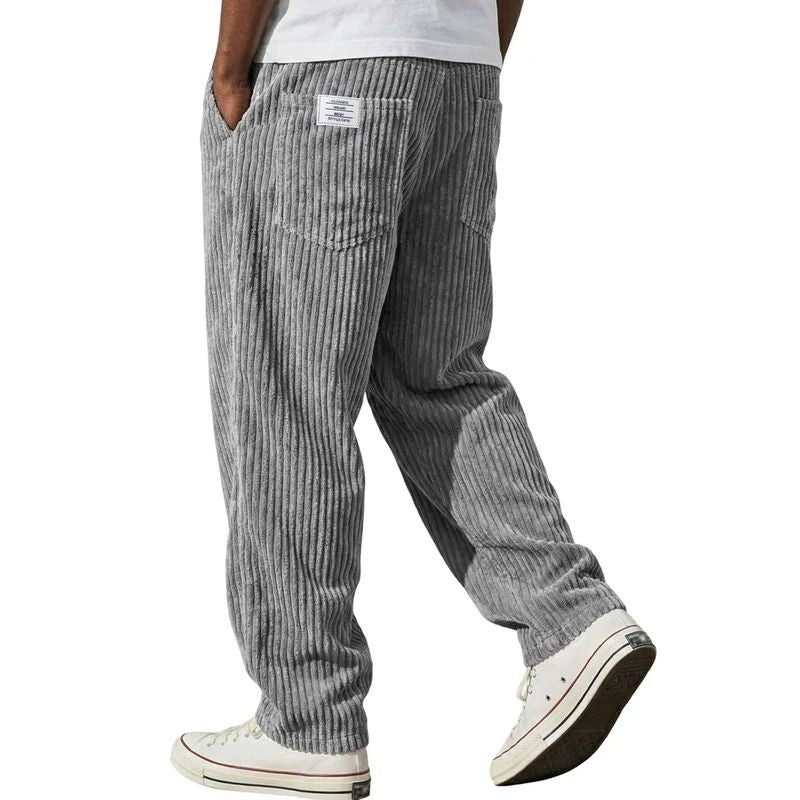 Mens Corduroy Pants, Wide Leg Vintage Trousers, Casual Loose Fit Streetwear Trousers with Pockets
