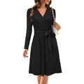 Women’s Fall Knit Midi Sweater Dress with Belt and Pockets