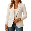 Womens Stretch Blazer with Notched Lapel and Single-Button Closure, Machine Washable
