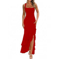 Womens Bodycon Maxi Dress, Ruched Mesh Mermaid Wedding Guest and Cocktail Dress