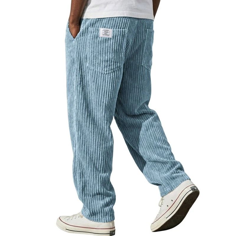 Mens Corduroy Pants, Wide Leg Vintage Trousers, Casual Loose Fit Streetwear Trousers with Pockets