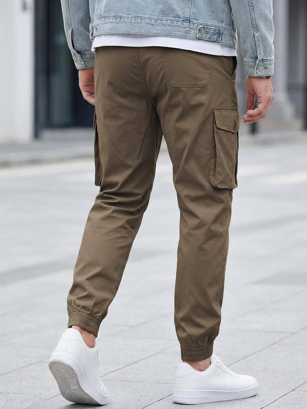 Mens Casual Cargo Jogger Pants, Stretch Elastic Waist Drawstring Tapered Sweatpants with Pockets