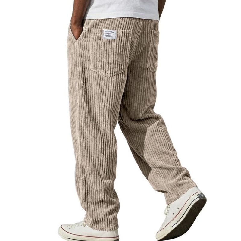 Mens Corduroy Pants, Wide Leg Vintage Trousers, Casual Loose Fit Streetwear Trousers with Pockets