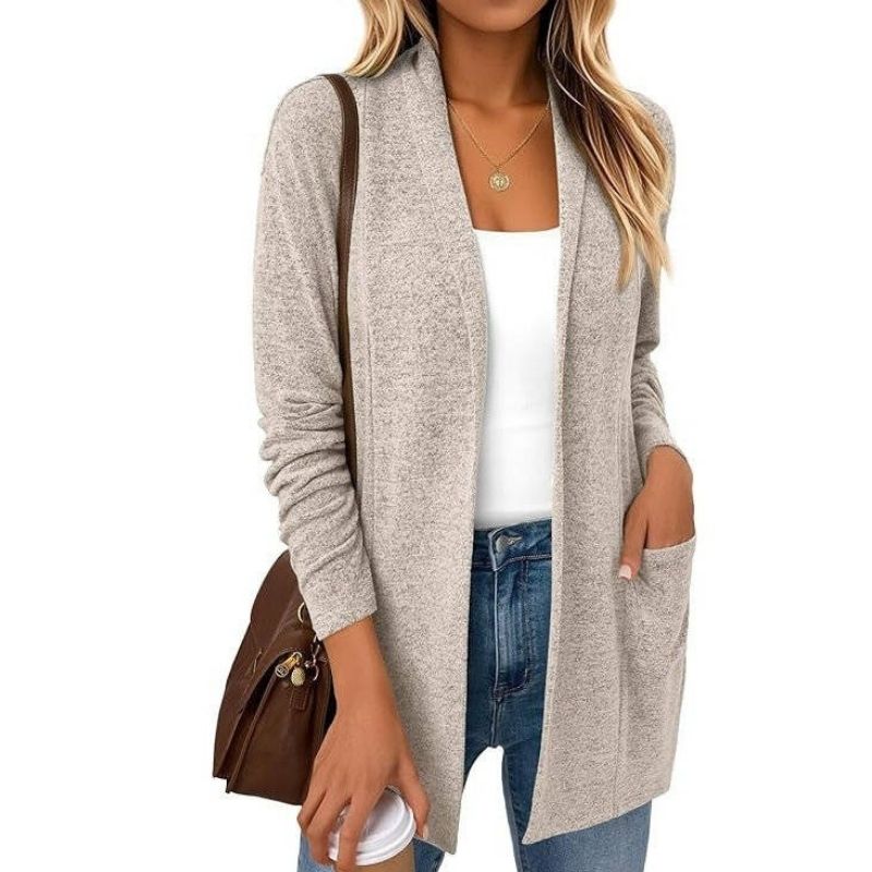 Womens Lightweight Long Cardigan with Pockets - Open Front Casual Sweater