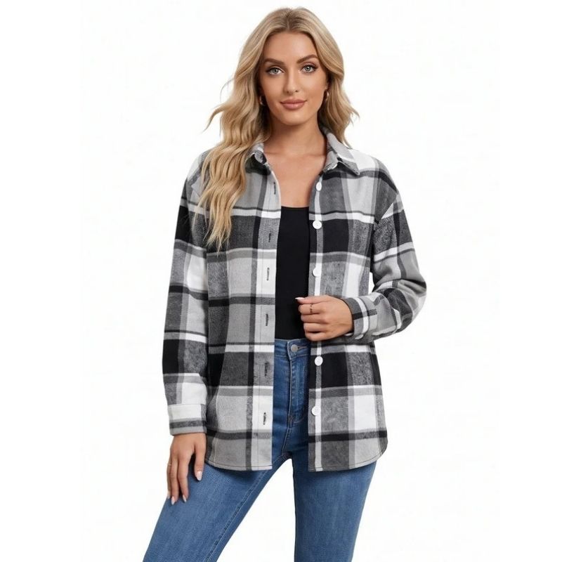 Plaid Flannel Shirts for Women, Oversized Buffalo Plaid Button Down Shirt