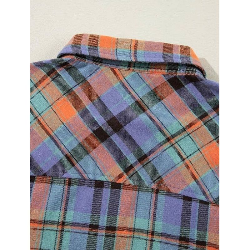 Plaid Flannel Shirts for Women, Buffalo Plaid Oversized Long Sleeve Casual Button Down Blouse Top