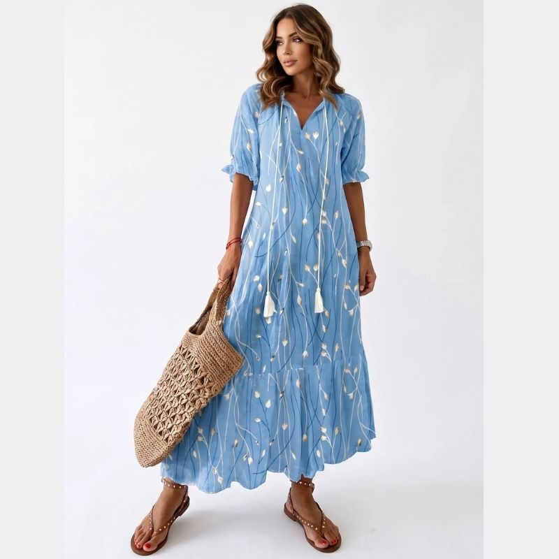 Boho Cover Up Dress, Flowy Casual Dress for Beach Travel and Daily Wear