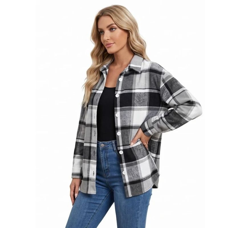Plaid Flannel Shirts for Women, Oversized Buffalo Plaid Button Down Shirt