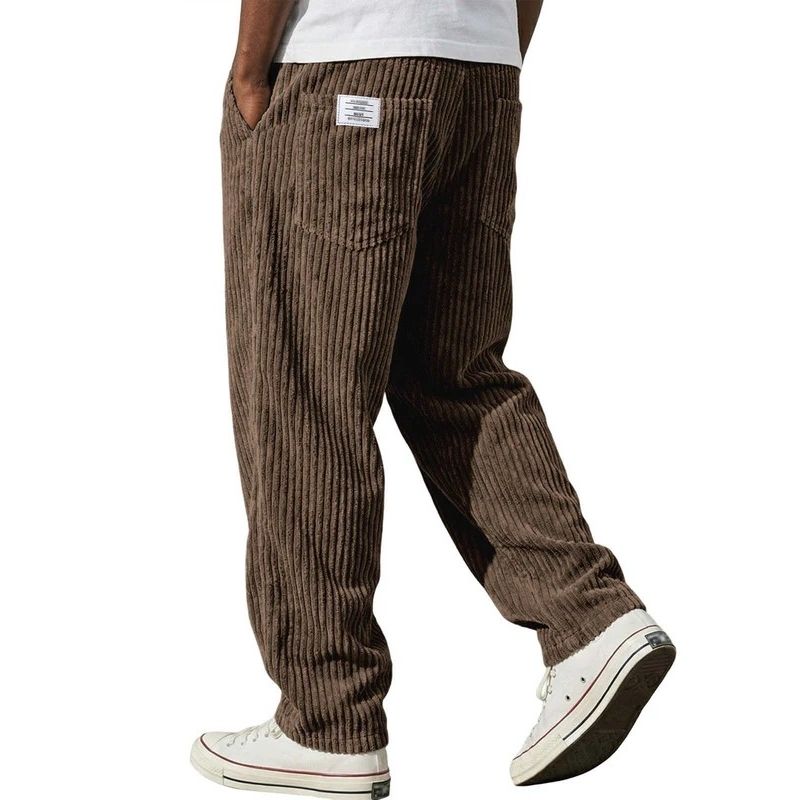 Mens Corduroy Pants, Wide Leg Vintage Trousers, Casual Loose Fit Streetwear Trousers with Pockets