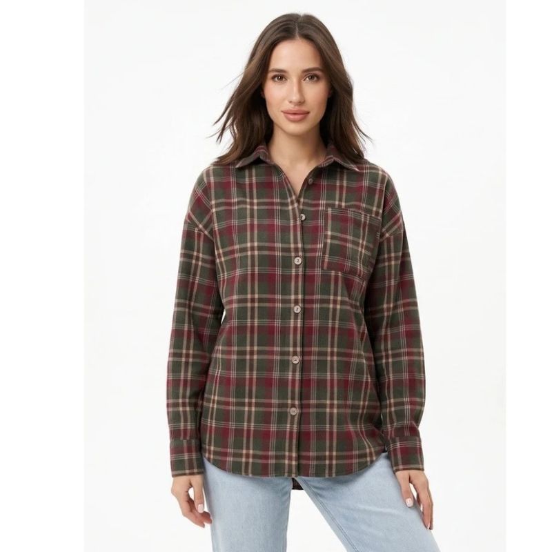 Plaid Flannel Shirts for Women, Oversized Buffalo Plaid Button Down Shirt