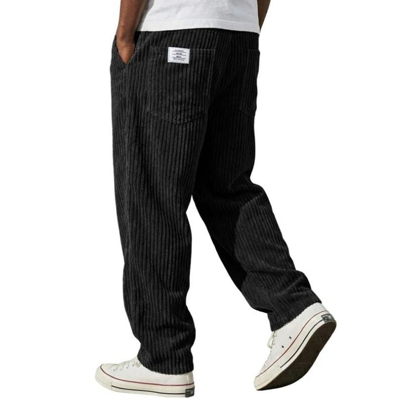 Mens Corduroy Pants, Wide Leg Vintage Trousers, Casual Loose Fit Streetwear Trousers with Pockets