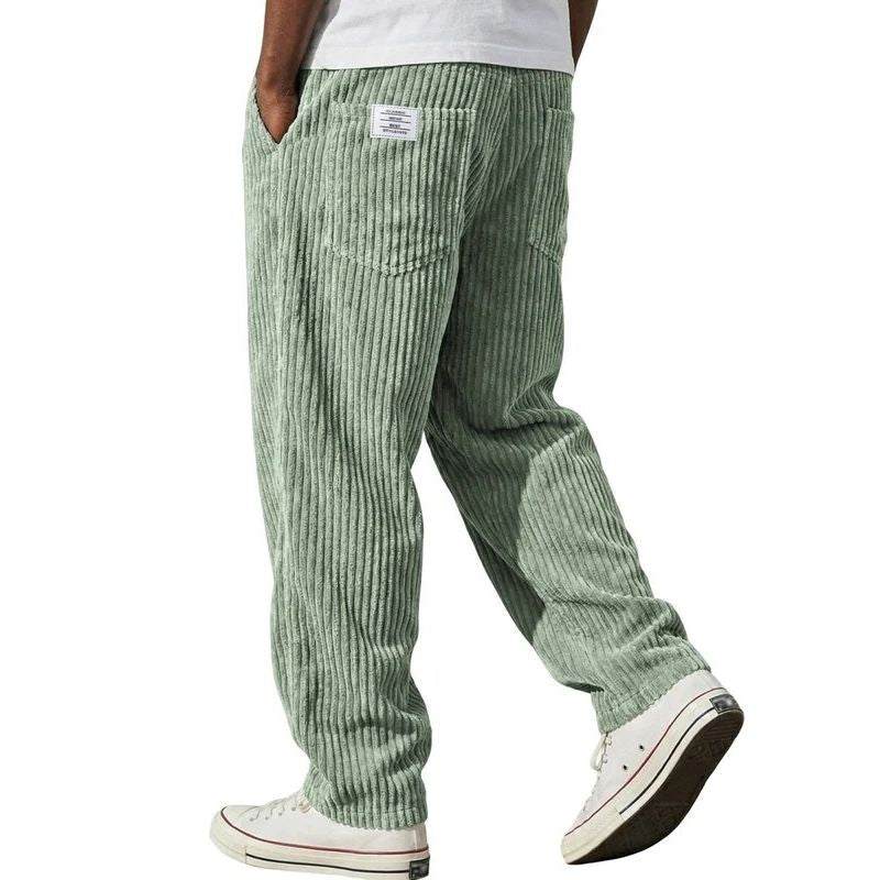 Mens Corduroy Pants, Wide Leg Vintage Trousers, Casual Loose Fit Streetwear Trousers with Pockets
