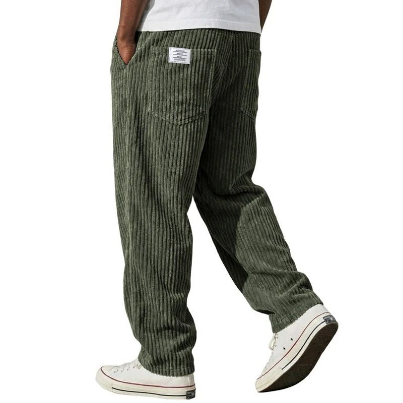 Mens Corduroy Pants, Wide Leg Vintage Trousers, Casual Loose Fit Streetwear Trousers with Pockets