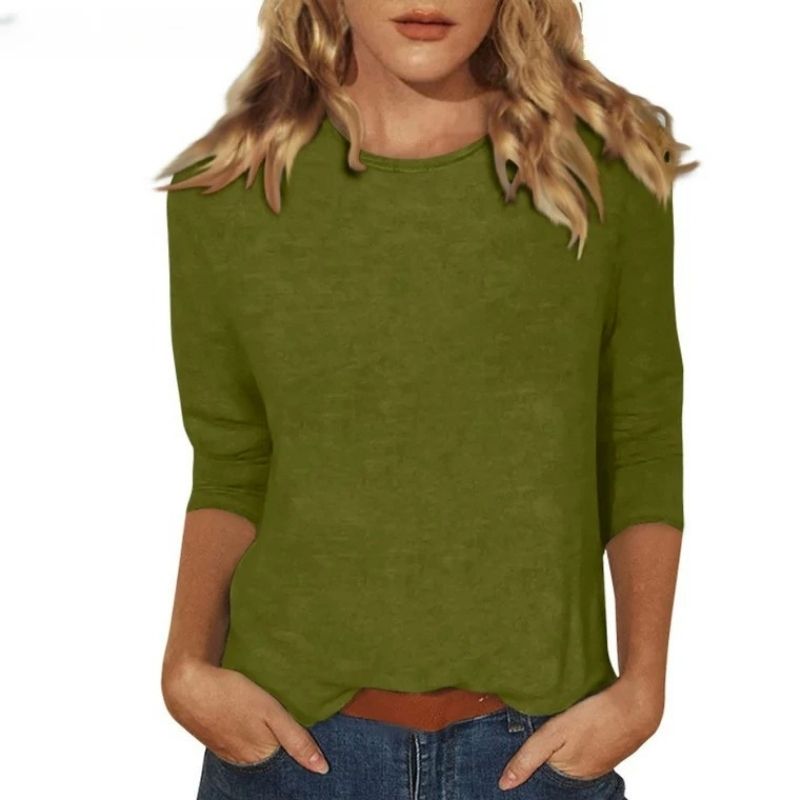 Women’s Long Sleeve Crewneck Top, Soft Casual Basic Shirt for Work and Everyday Wear