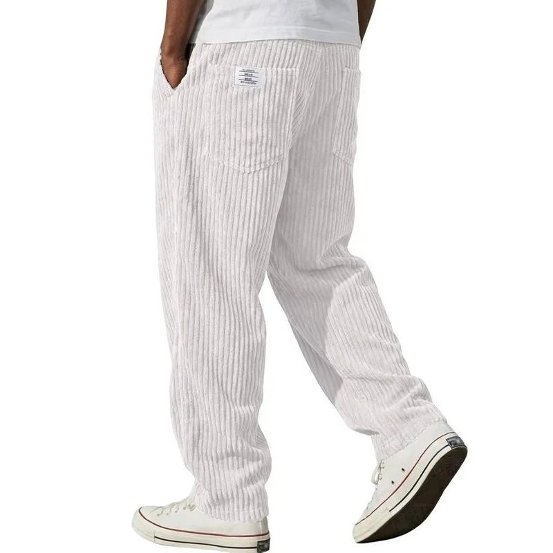 Mens Corduroy Pants, Wide Leg Vintage Trousers, Casual Loose Fit Streetwear Trousers with Pockets