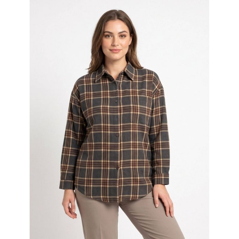 Plaid Flannel Shirts for Women, Oversized Buffalo Plaid Button Down Shirt