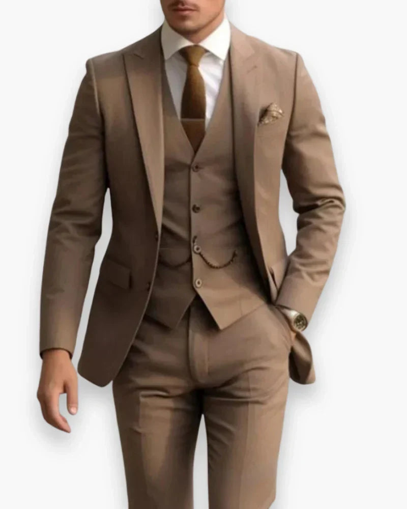 Mens Slim Fit Three Piece Suit Set with Jacket, Vest and Trousers