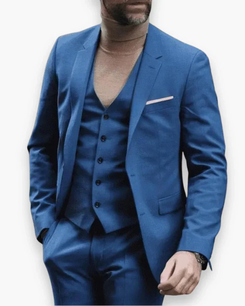 Mens Slim Fit Three Piece Suit Set with Jacket, Vest and Trousers
