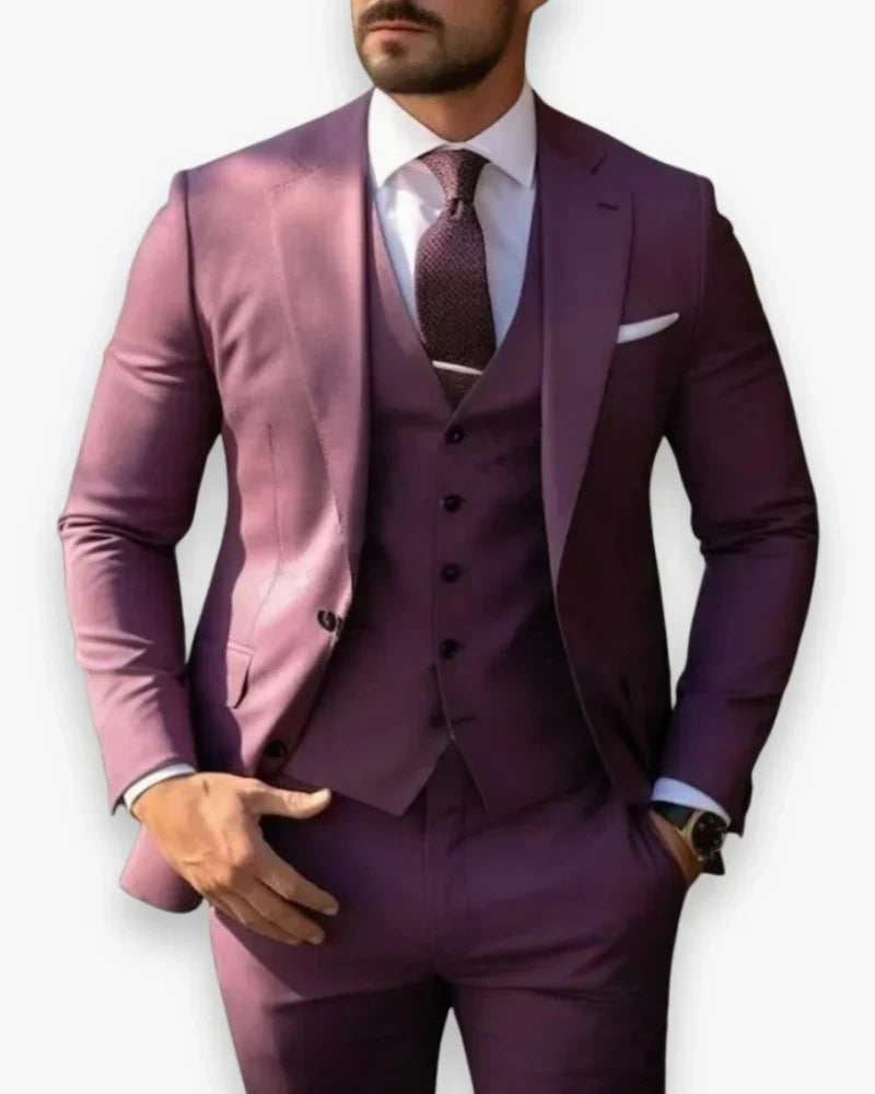 Mens Slim Fit Three Piece Suit Set with Jacket, Vest and Trousers