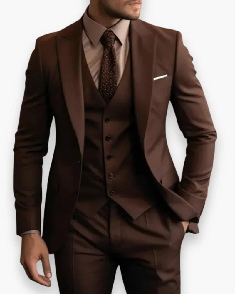 Mens Slim Fit Three Piece Suit Set with Jacket, Vest and Trousers
