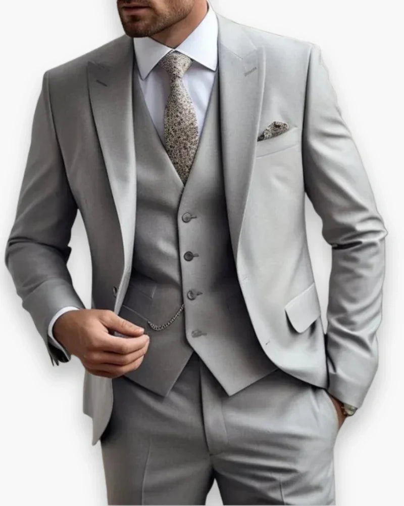 Mens Slim Fit Three Piece Suit Set with Jacket, Vest and Trousers