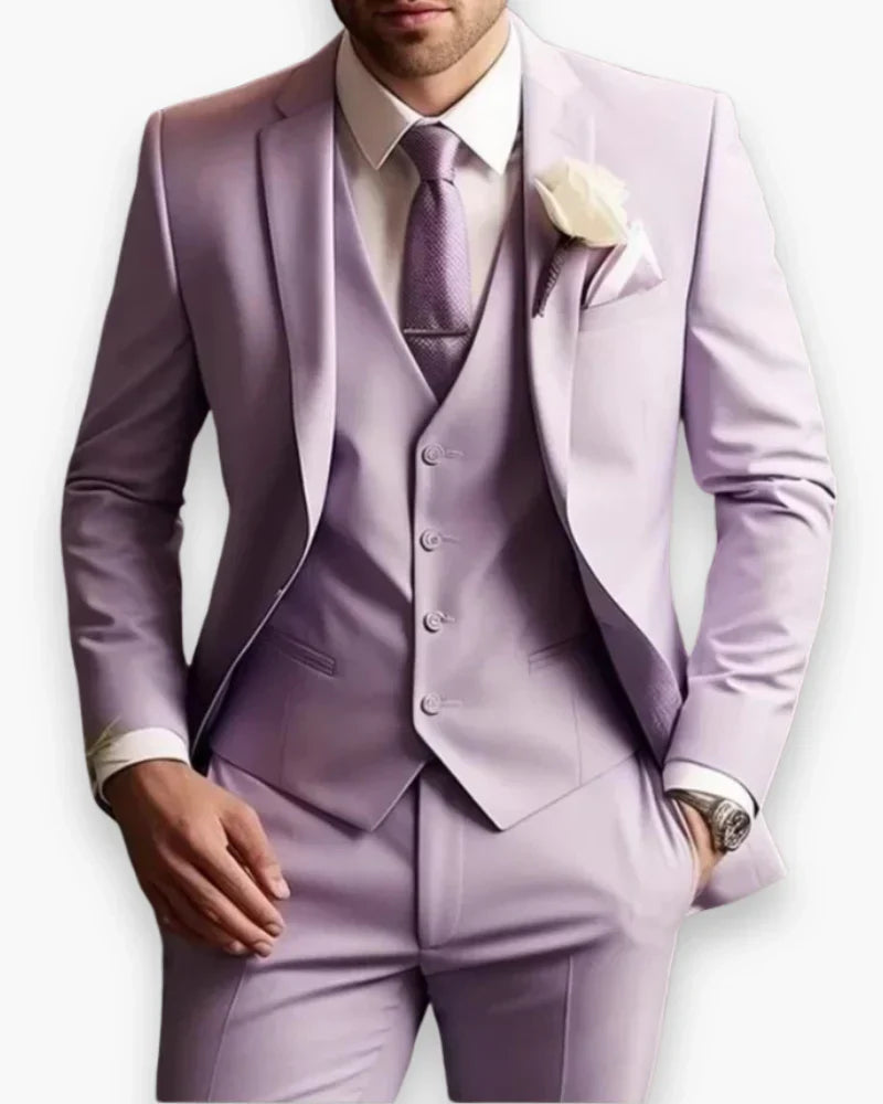 Mens Slim Fit Three Piece Suit Set with Jacket, Vest and Trousers