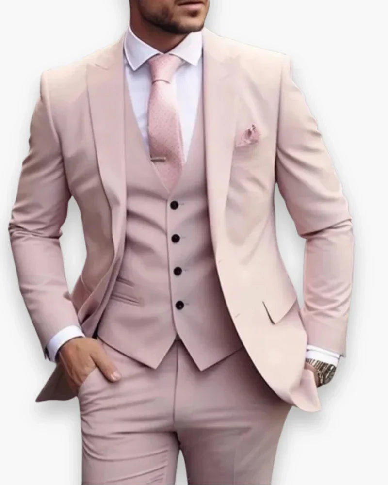 Mens Slim Fit Three Piece Suit Set with Jacket, Vest and Trousers