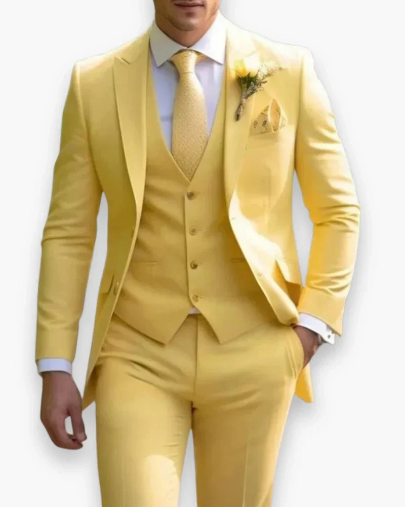 Mens Slim Fit Three Piece Suit Set with Jacket, Vest and Trousers