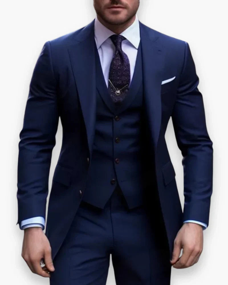 Mens Slim Fit Three Piece Suit Set with Jacket, Vest and Trousers