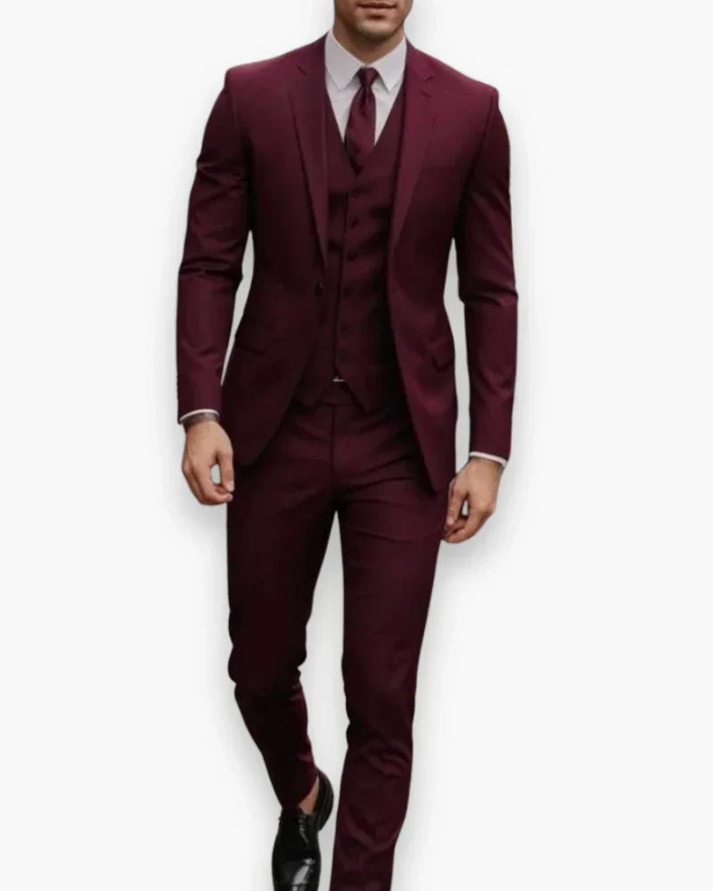 Mens Slim Fit Three Piece Suit Set with Jacket, Vest and Trousers