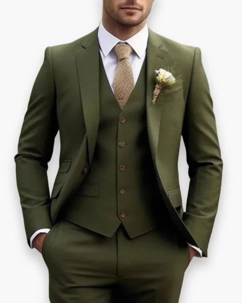 Mens Slim Fit Three Piece Suit Set with Jacket, Vest and Trousers