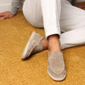 Slip On Suede Loafers with Hand Stitched Construction and Padded Collar