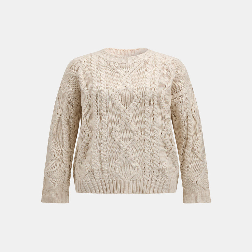 Relaxed Fit Knit Sweater with High Stretch Acrylic and Long Sleeves