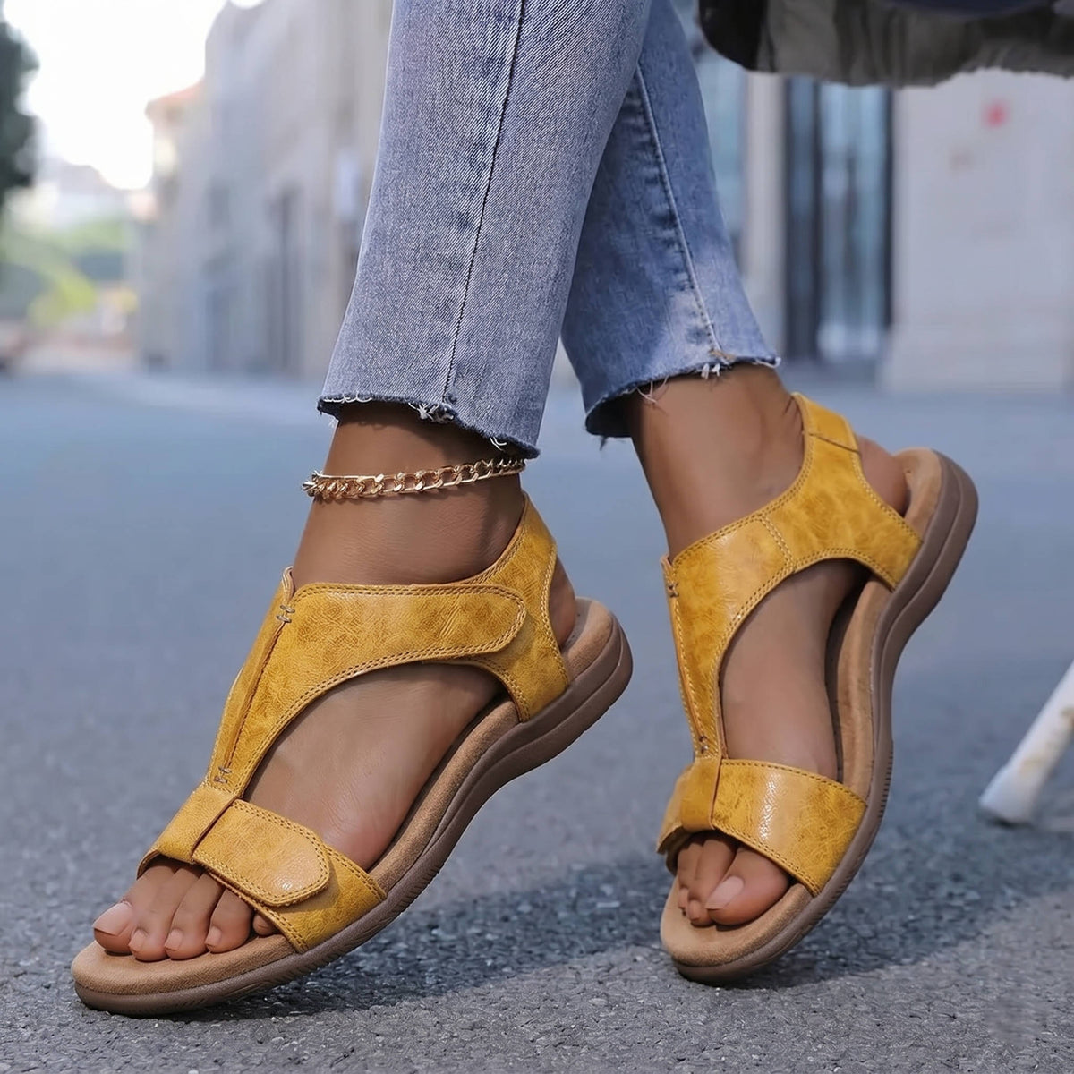 Womens Vegan Leather Sandals, Comfort Sandals for Walking and Daily Use