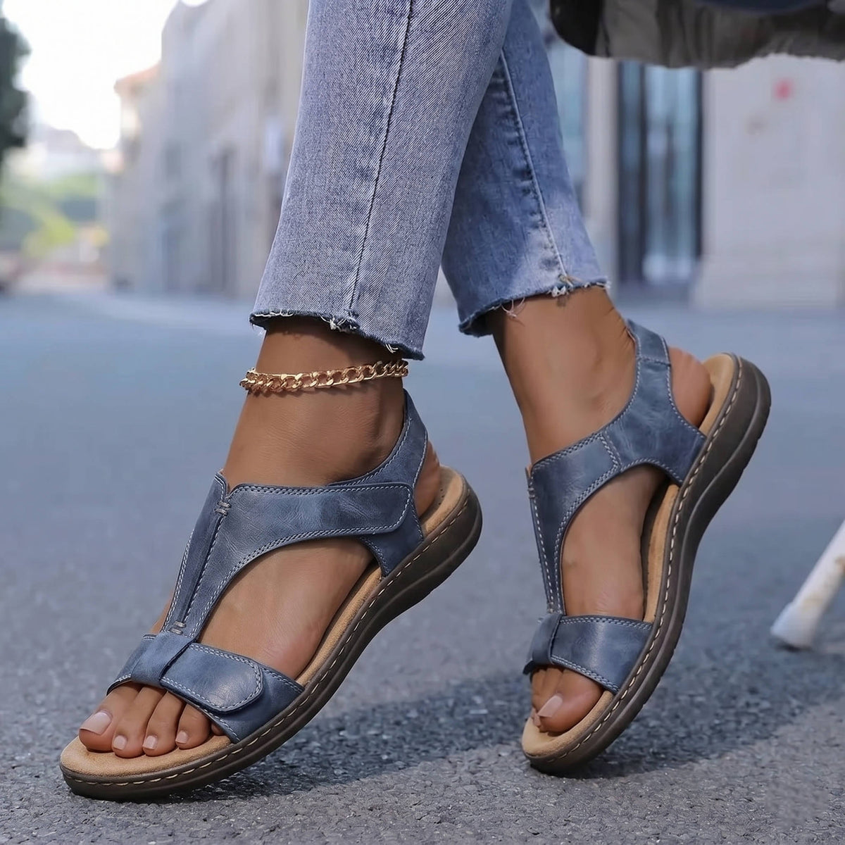 Womens Vegan Leather Sandals, Comfort Sandals for Walking and Daily Use