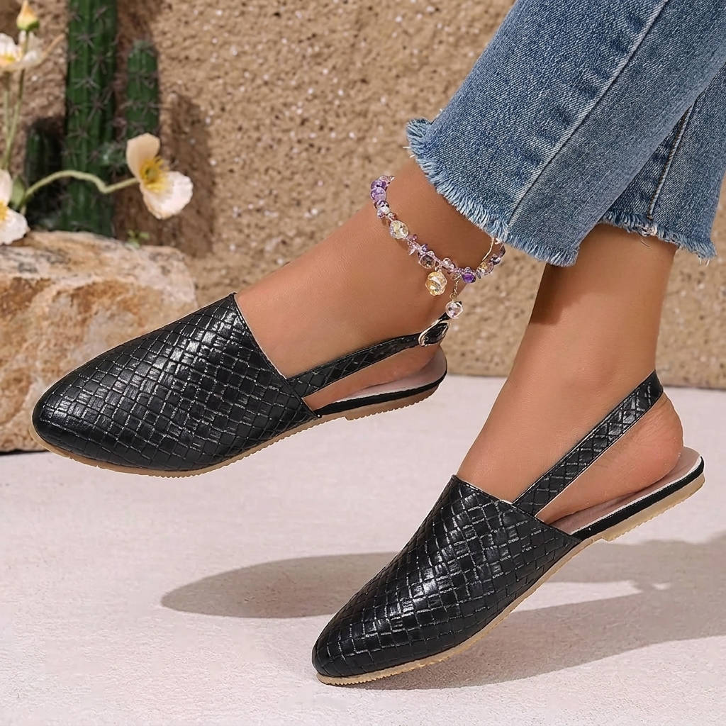 Woven Vegan Leather Ballerinas, Elegant Flat Shoes for Casual and Dressy Occasions