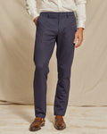 Mens Brushed Stretch Navy Blue Chino Pants, Slim Fit