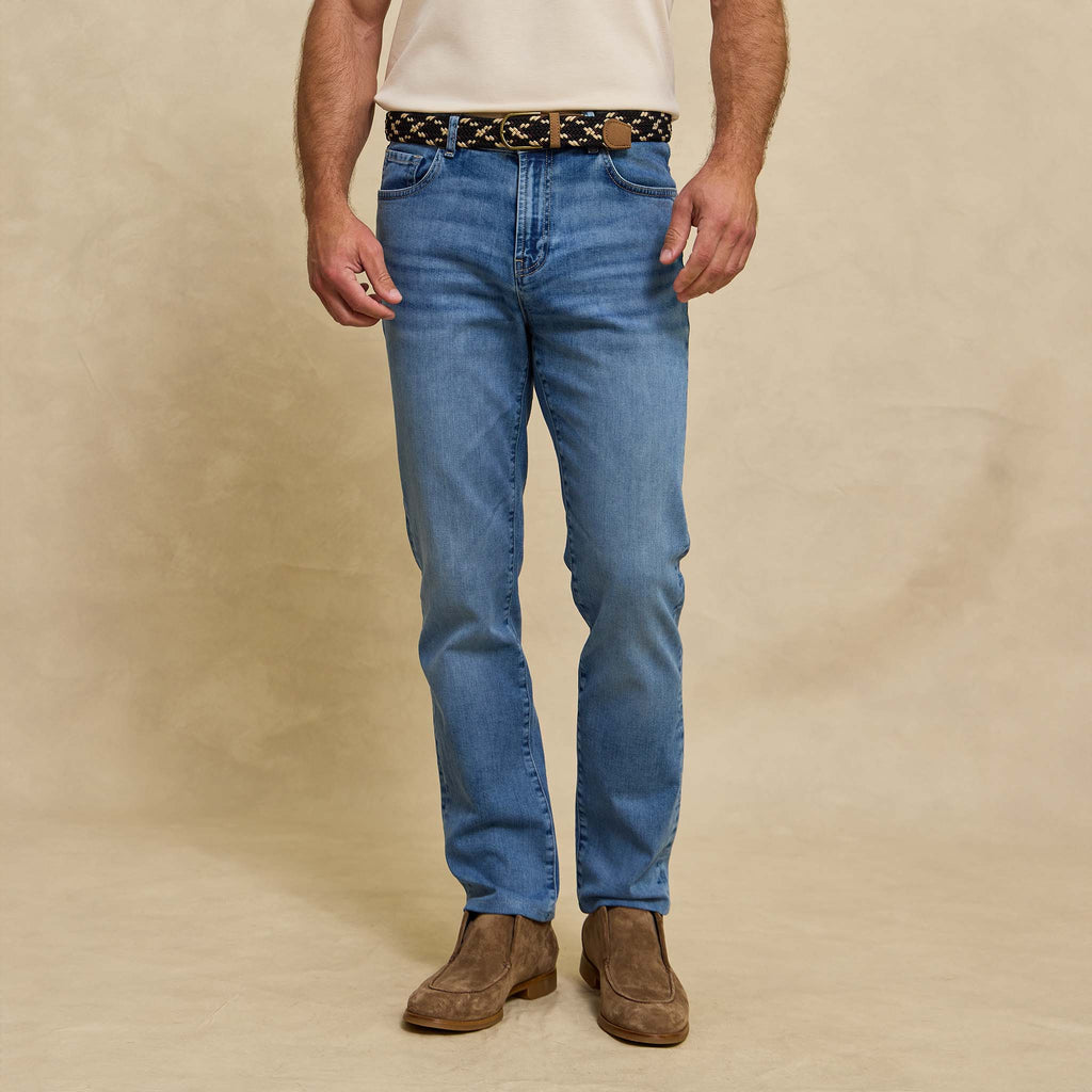 Mens Stretch Denim Blue Jeans Slim Fit