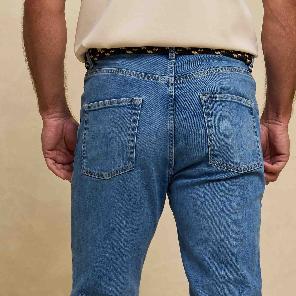 Mens Stretch Denim Blue Jeans Slim Fit